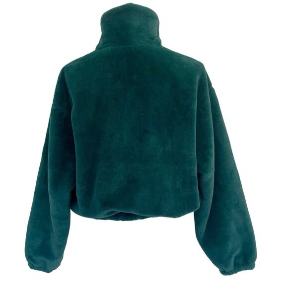 BE FORE DAWN COAT JACKET FULL ZIP  MOCK NECK SZ 8 EMERALD GREEN FAUX FUR COZY - Picture 3 of 15